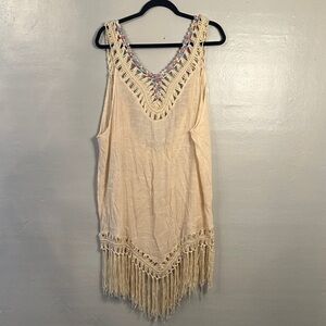 Boho Chic V-neck with crotchet and tassels Size XLarge